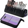 Byootique Makeup Brush Holder Bag Foldable Cosmetic Case ForgetMeNot Purple