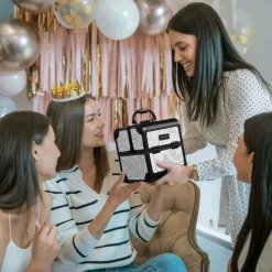 Byootique Makeup Train Case Cosmetic Organizer w/ Mirror Artist CB Graystone