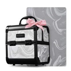 Byootique Makeup Train Case Cosmetic Organizer w/ Mirror Artist CB Graystone