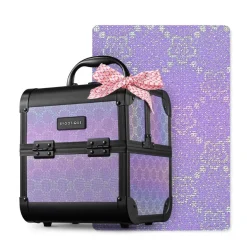 Byootique Makeup Train Case Cosmetic Organizer w/ Mirror Artist Charm ForgetMeNot