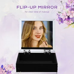 Byootique Makeup Train Case Cosmetic Organizer w/ Mirror Artist Charm ForgetMeNot