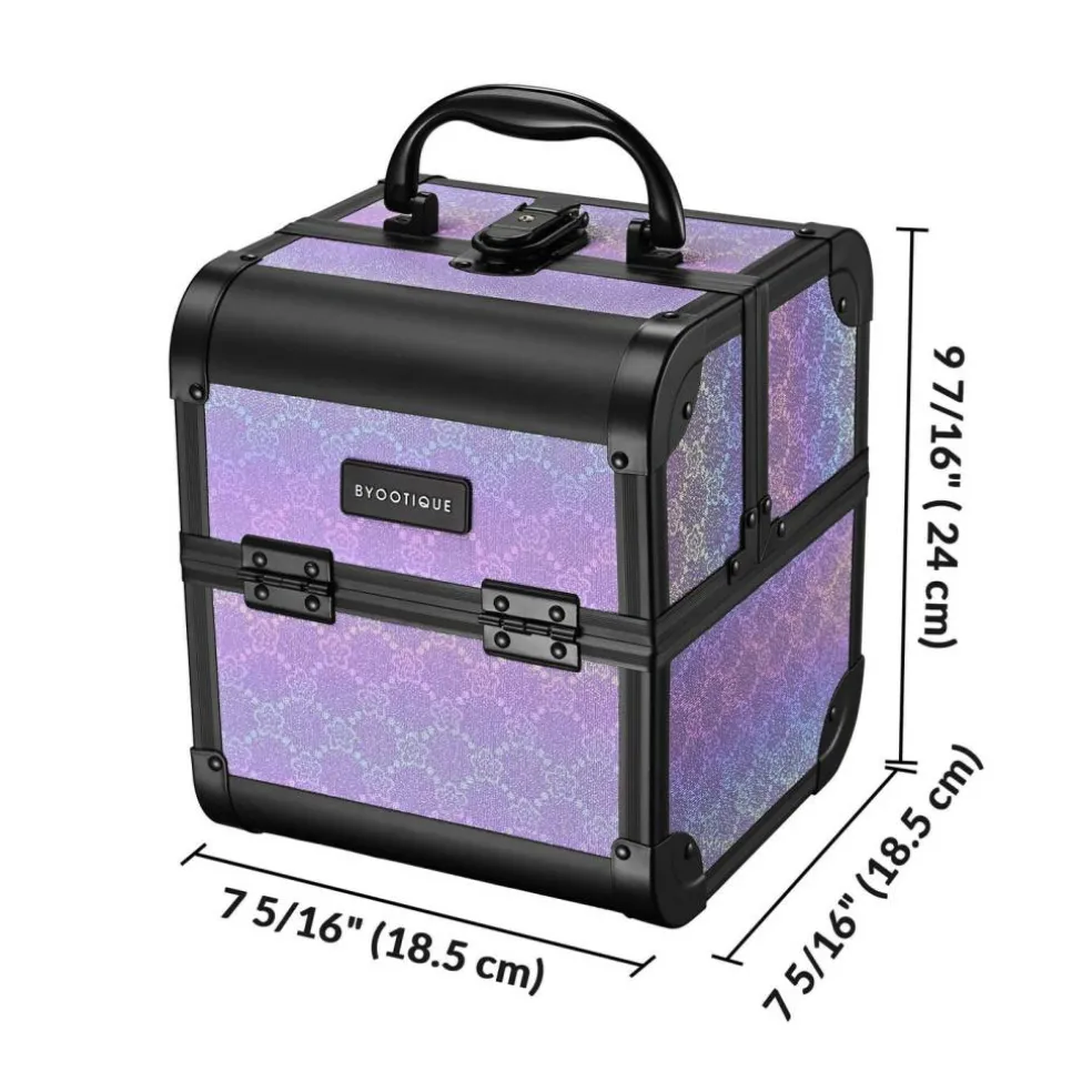 Byootique Makeup Train Case Cosmetic Organizer w/ Mirror Artist Charm ForgetMeNot