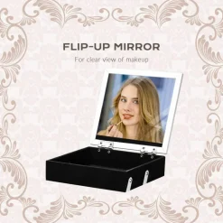 Byootique Makeup Train Case Cosmetic Organizer w/ Mirror Artist Rococo Coral