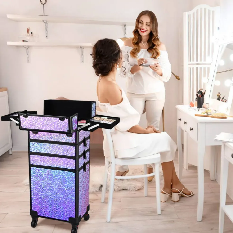 Byootique Makeup Train Case Kit with Cube Case Cosmetic Organizer Mermaid Purple