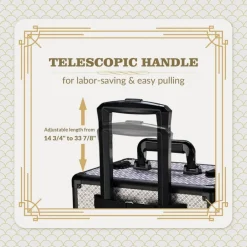 Byootique Makeup Train Case Trolley w/ Cube Case Cosmetic Organizer Art Deco Graphite