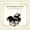 BYOOTIQUE Makeup Train Case Trolley w/ Cube Case Cosmetic Organizer Art Deco Pastel