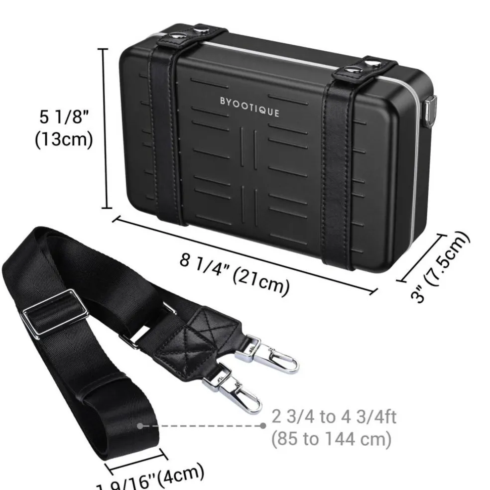 Byootique Mini Suitcase Crossbody Bag with Adjustable Strap for Travel,Black