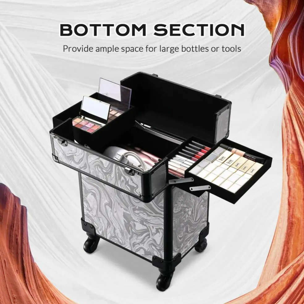 Byootique 2-Piece Makeup Train Case Cosmetic Organizer Kit CB Graystone Artists