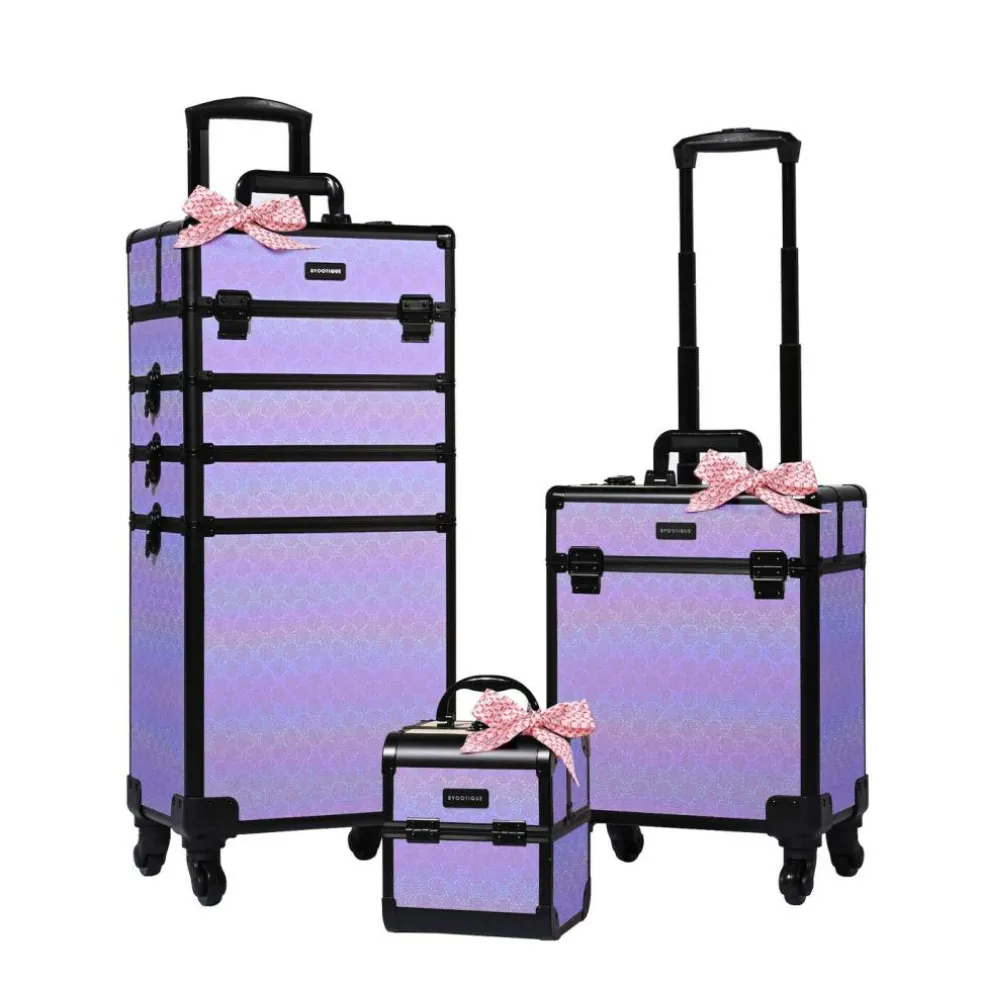 Byootique 3-Piece Makeup Train Cases Cosmetic Organizer Kit Charm ForgetMeNo