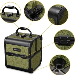 Byootique 2-Piece Makeup Train Case Cosmetic Organizer Kit Rococo Moss Salon