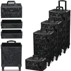 Byootique 3-Piece Makeup Train Cases Cosmetic Organizer Kit Artist CB Shadows