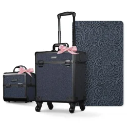 Byootique 2-Piece Makeup Train Case Cosmetic Organizer Kit Rococo Midnight