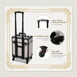 Byootique 2-Piece Makeup Train Case Cosmetic Organizer Kit Art Deco Graphite