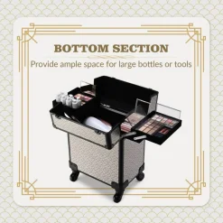 Byootique 2-Piece Makeup Train Case Cosmetic Organizer Kit Art Deco Graphite
