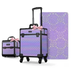Byootique 2-Piece Makeup Train Case Cosmetic Organizer Kit Charm ForgetMeNot