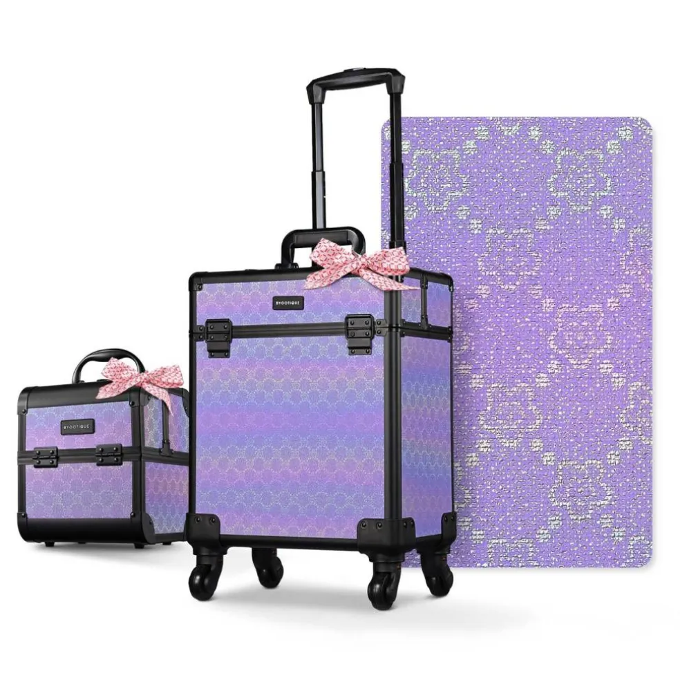 Byootique 2-Piece Makeup Train Case Cosmetic Organizer Kit Charm ForgetMeNot