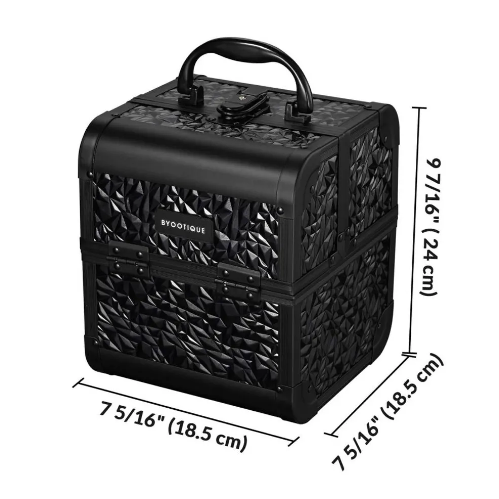 Byootique 2-Piece Makeup Train Case Cosmetic Organizer Kit Mermaid Black Salon