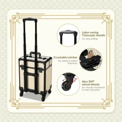 Byootique 2-Piece Makeup Train Case Cosmetic Organizer Kit Art Deco Pastel
