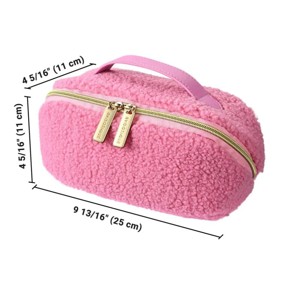 Byootique Plush Makeup Bag Open Flat Travel Toiletry Accessories Case Organizer