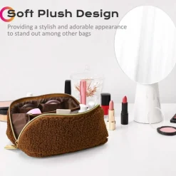 Byootique Plush Makeup Case Open Flat Travel Toiletry Accessories Organizer Bag