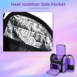 Byootique Portable Soft Sided Makeup Backpack Travel Barber Cosmetic Storage Organizer Travel with Removable Pouch for Makeup Artist Hairstylist, Purple