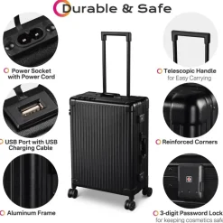 Byootique Rolling Makeup Case 24 Inch LED Lighted Mirror Cosmetic Travel Trolley
