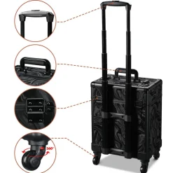 Byootique Rolling Makeup Train Case Cosmetic Trolley Organizer Salon CB Shadows