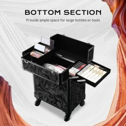 Byootique Rolling Makeup Train Case Cosmetic Trolley Organizer Salon CB Shadows