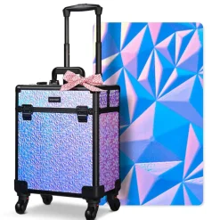 Byootique Rolling Makeup Train Case Cosmetic Trolley Organizer Mermaid Purple
