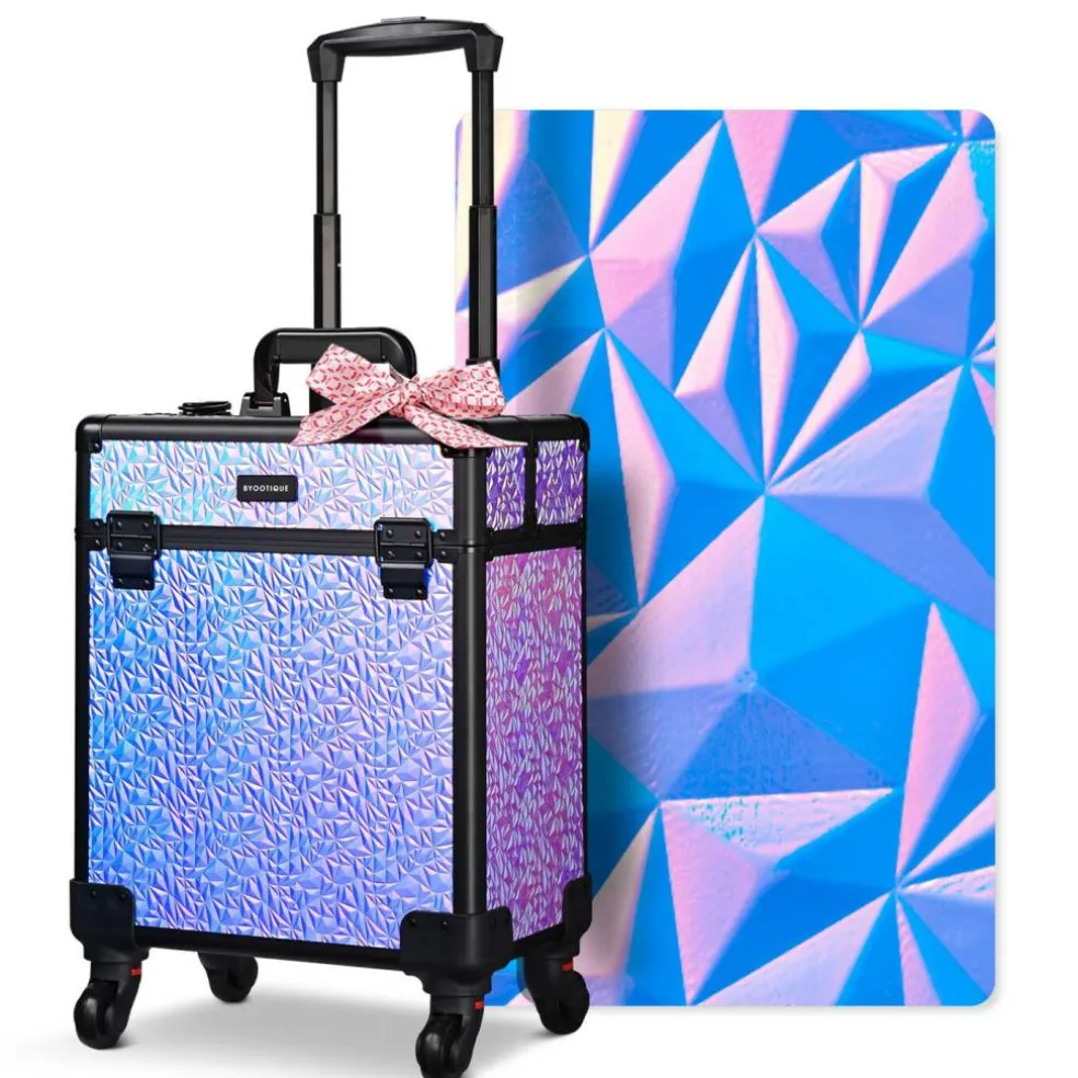 Byootique Rolling Makeup Train Case Cosmetic Trolley Organizer Mermaid Purple