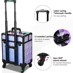 Byootique Rolling Makeup Train Case Cosmetic Trolley Organizer Mermaid Purple