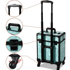 Byootique Rolling Makeup Train Case Cosmetic Trolley Organizer Salon CB Vitality