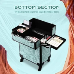 Byootique Rolling Makeup Train Case Cosmetic Trolley Organizer Salon CB Vitality