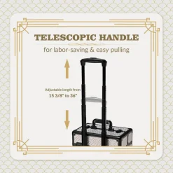 Byootique Rolling Makeup Train Case Cosmetology Organizer Box Art Deco Graphite