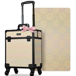 Byootique Rolling Makeup Train Case Cosmetic Trolley Organizer Grace ForgetMeNot