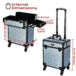Byootique Rolling Makeup Train Case Cosmetic Trolley Organizer Mermaid Silver