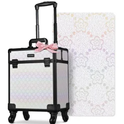 Byootique Rolling Makeup Train Case Cosmetic Trolley Organizer Blush ForgetMeNot
