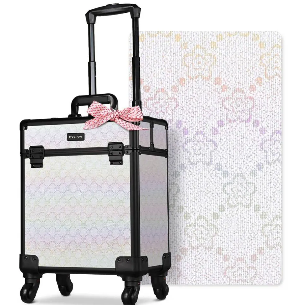 Byootique Rolling Makeup Train Case Cosmetic Trolley Organizer Blush ForgetMeNot