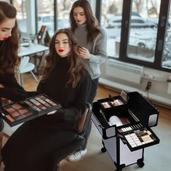Byootique Rolling Makeup Train Case Cosmetic Trolley Organizer Blush ForgetMeNot