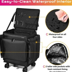 Byootique Soft Rolling Hair Stylist Train Case w/ Hair Tools Travel Bag Backpack