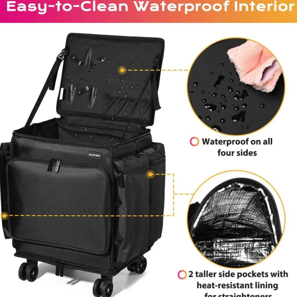 Byootique Soft Rolling Hair Stylist Train Case w/ Hair Tools Travel Bag Backpack