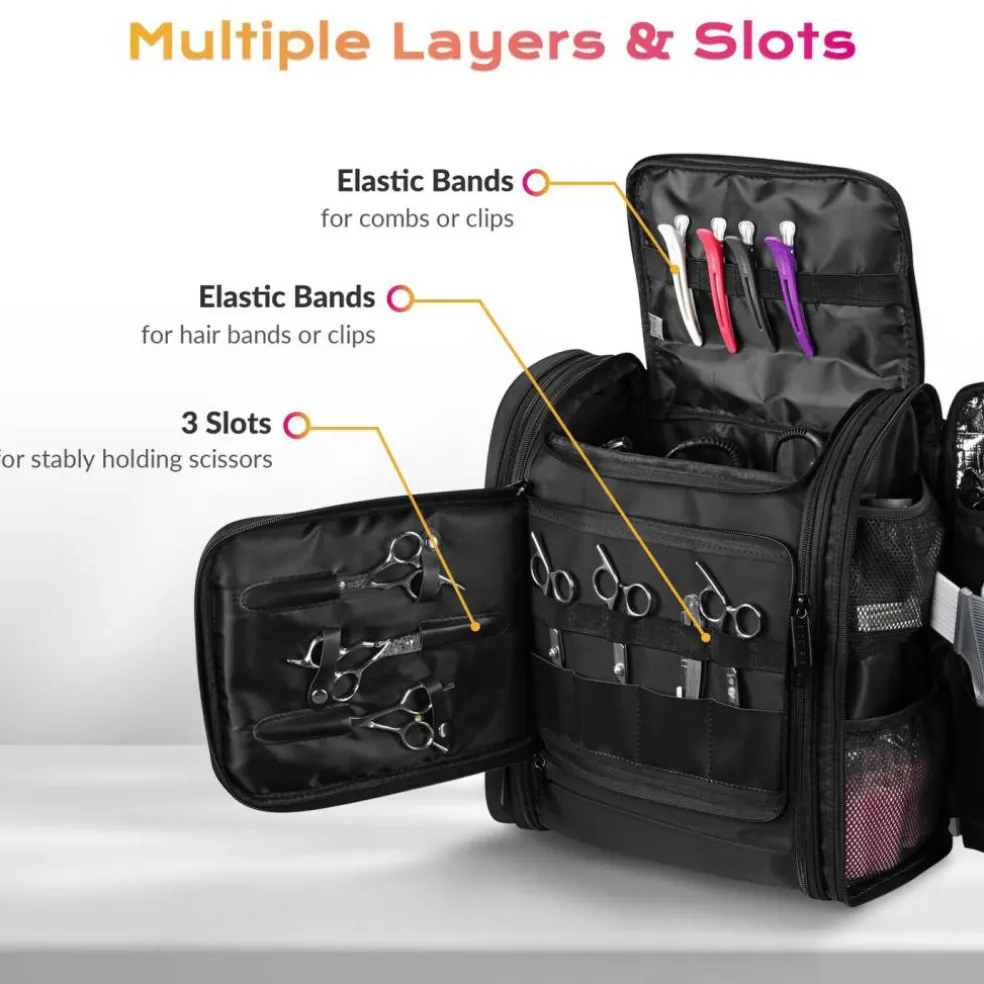 Byootique Soft Rolling Hair Stylist Train Case w/ Hair Tools Travel Bag Backpack