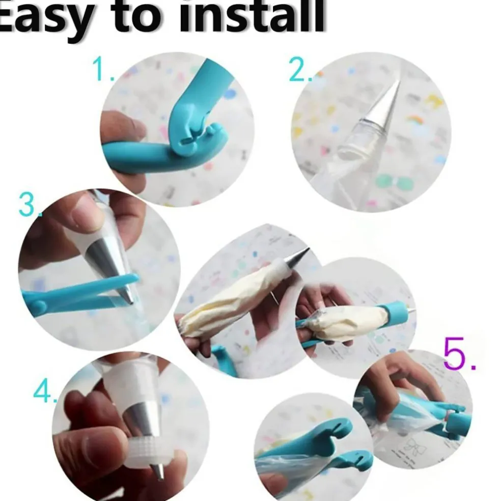 Cake Decorating Pen Tool Kit Pastry Bag DIY Cake Deco Tools Kit Pastry Icing Pen Piping Kit Bags(Blue)