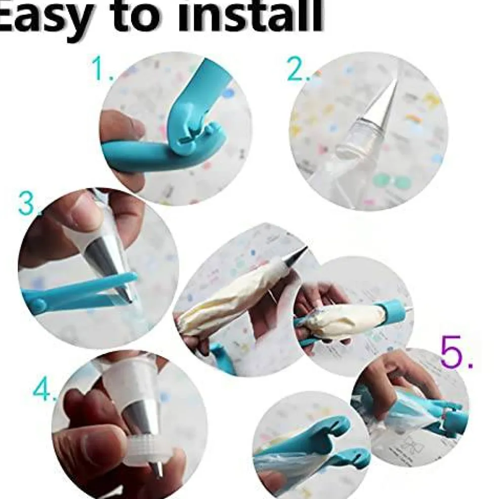 Cake Decorating Pen Tool Kit Pastry Bag DIY Cake Deco Tools Kit Pastry Icing Pen Piping Kit Bags(Blue)