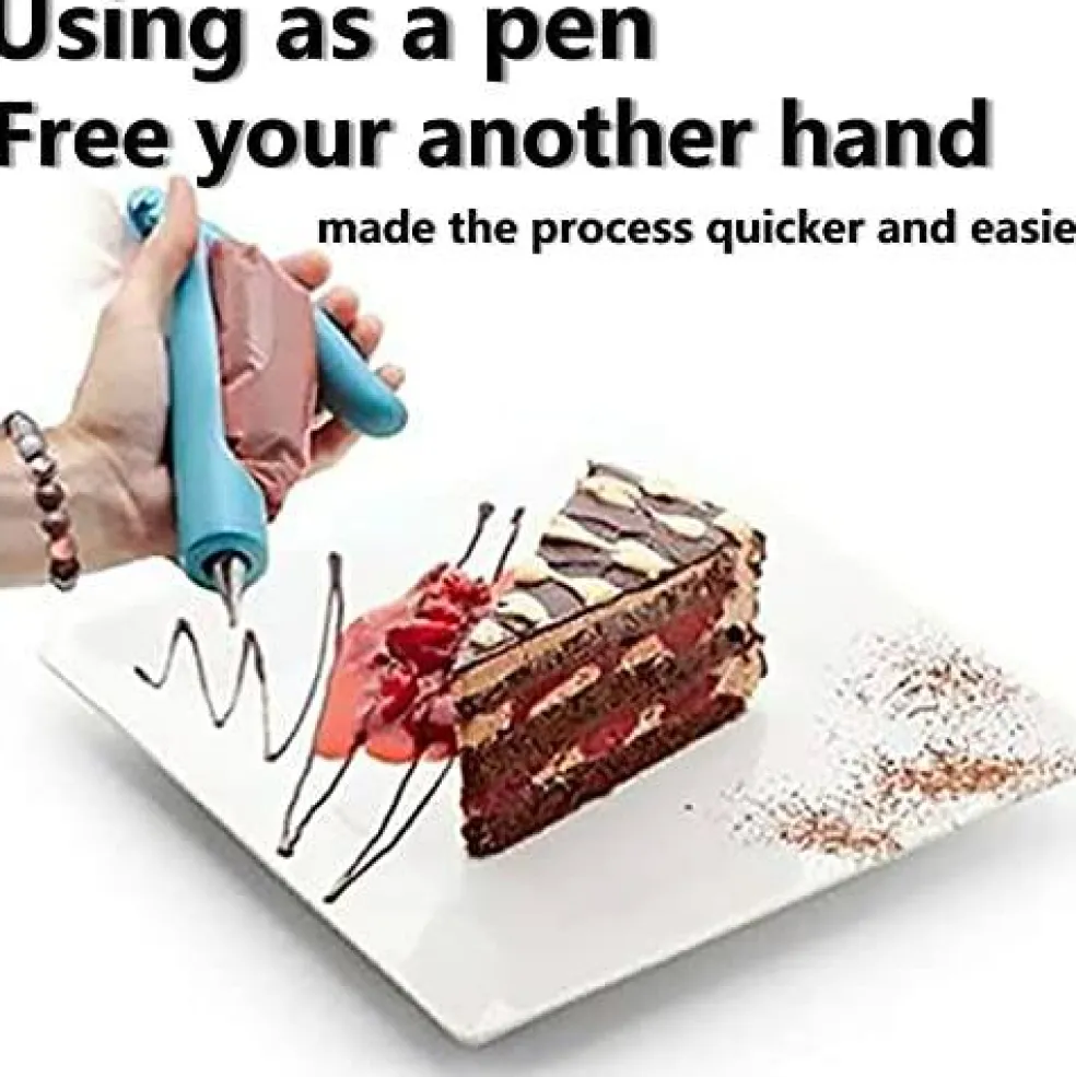 Cake Decorating Pen Tool Kit Pastry Bag DIY Cake Deco Tools Kit Pastry Icing Pen Piping Kit Bags(Blue)
