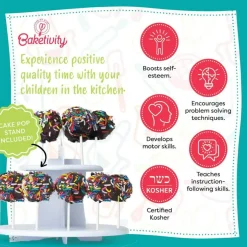Cake Pop Kit by Baketivity No Mold or Maker Needed Cake Pop Stand and Baking Kit Arts and Crafts for Kids Baking Sets Kosher