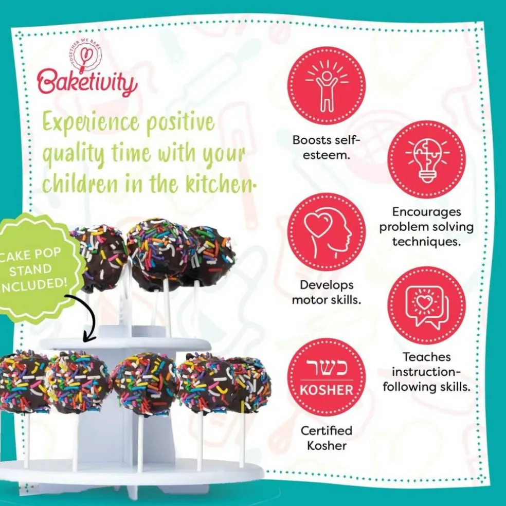 Cake Pop Kit by Baketivity No Mold or Maker Needed Cake Pop Stand and Baking Kit Arts and Crafts for Kids Baking Sets Kosher
