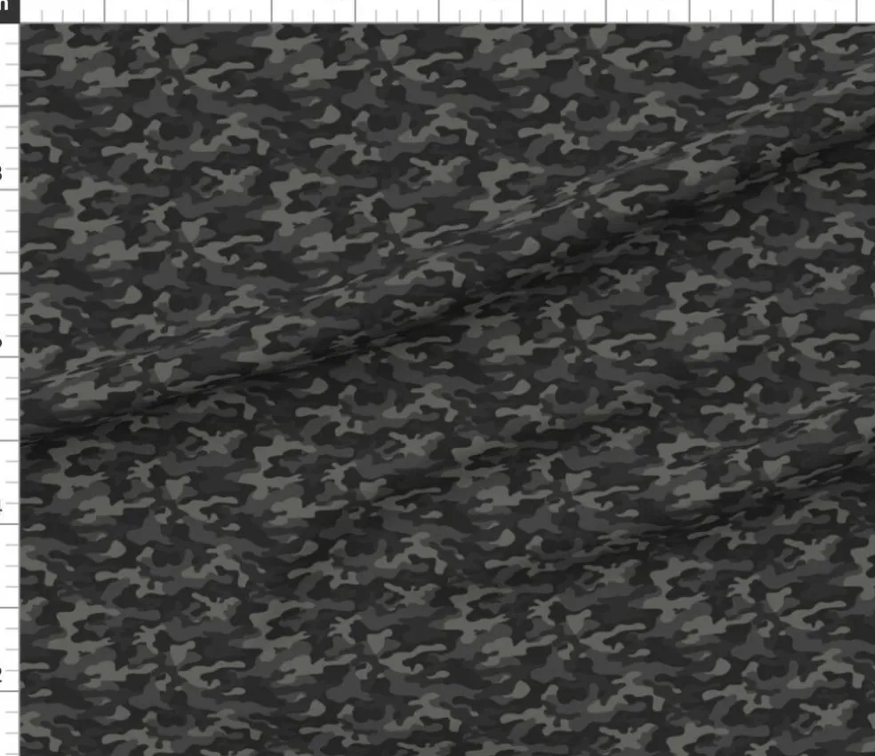 Camo Black Gray Camouflage Athletic Custom Printed Fabric by Spoonflower Various Fabrics by the Yard or Fat Quarter