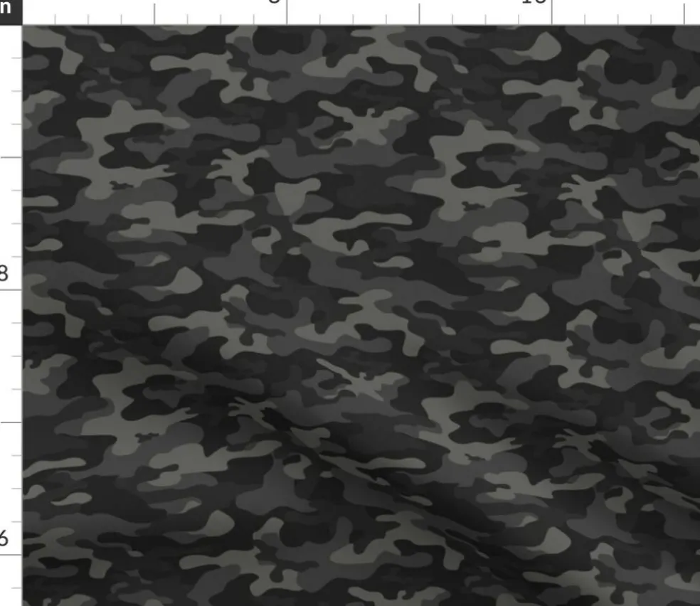 Camo Black Gray Camouflage Athletic Custom Printed Fabric by Spoonflower Various Fabrics by the Yard or Fat Quarter