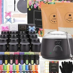 Candle Making Kit for Adults with Hot Plate, DIY Starter Soy Candle Making Supplies/Kit - Perfect as Home Decorations（Black）